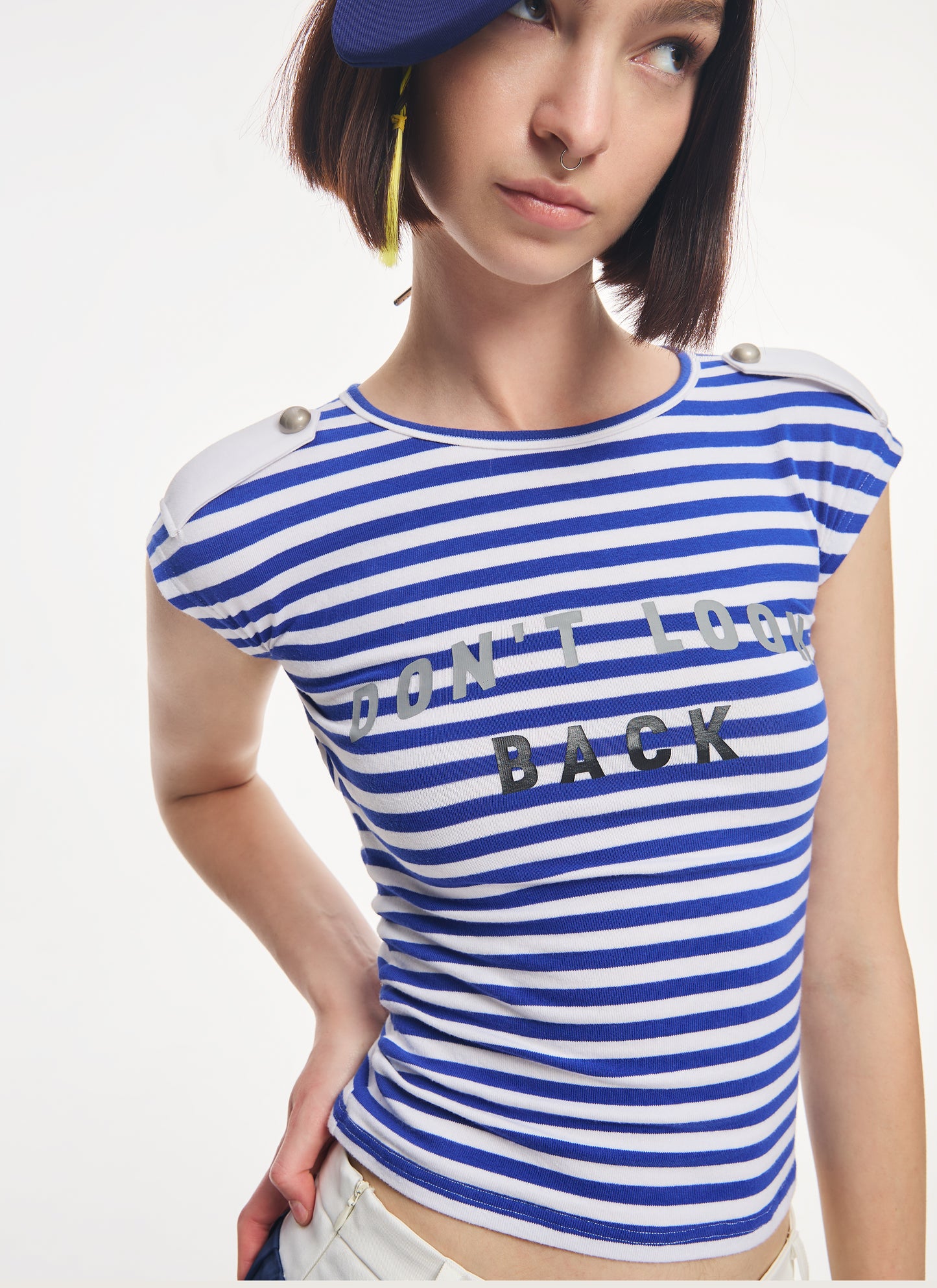 Navy Blue Striped Top