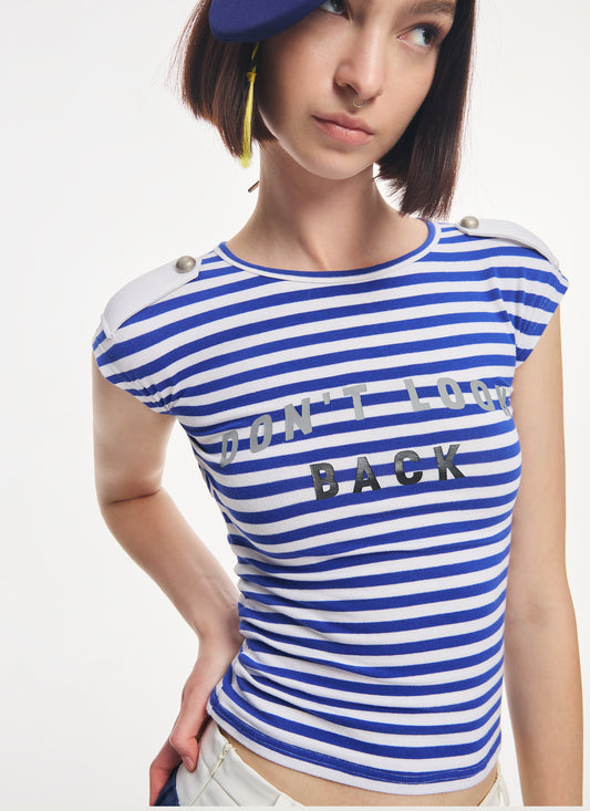 Navy Blue Striped Top