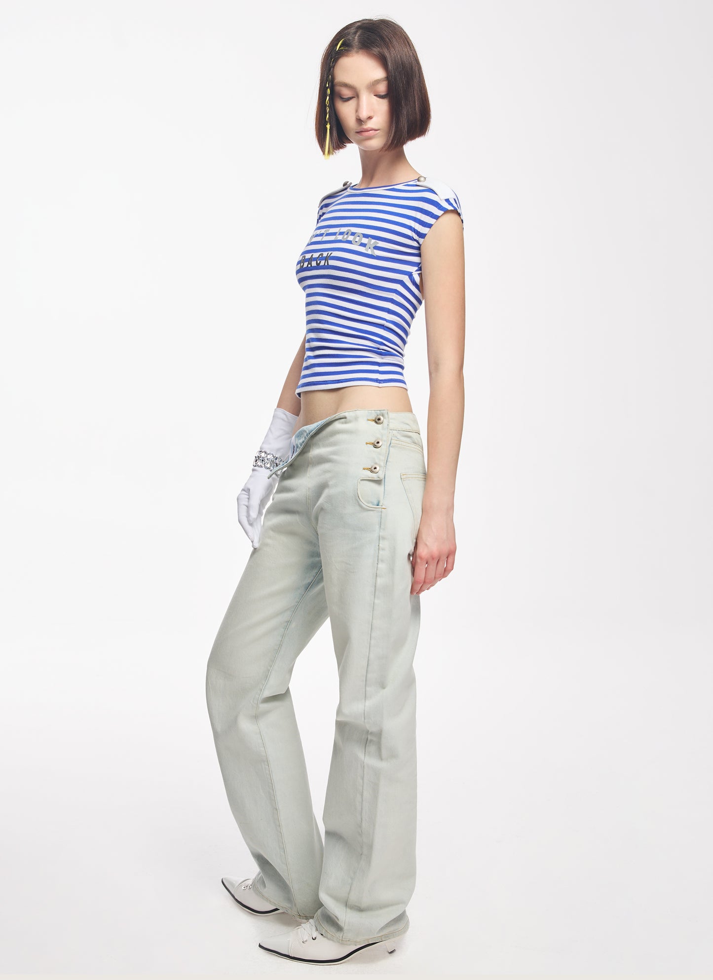 Navy Blue Striped Top