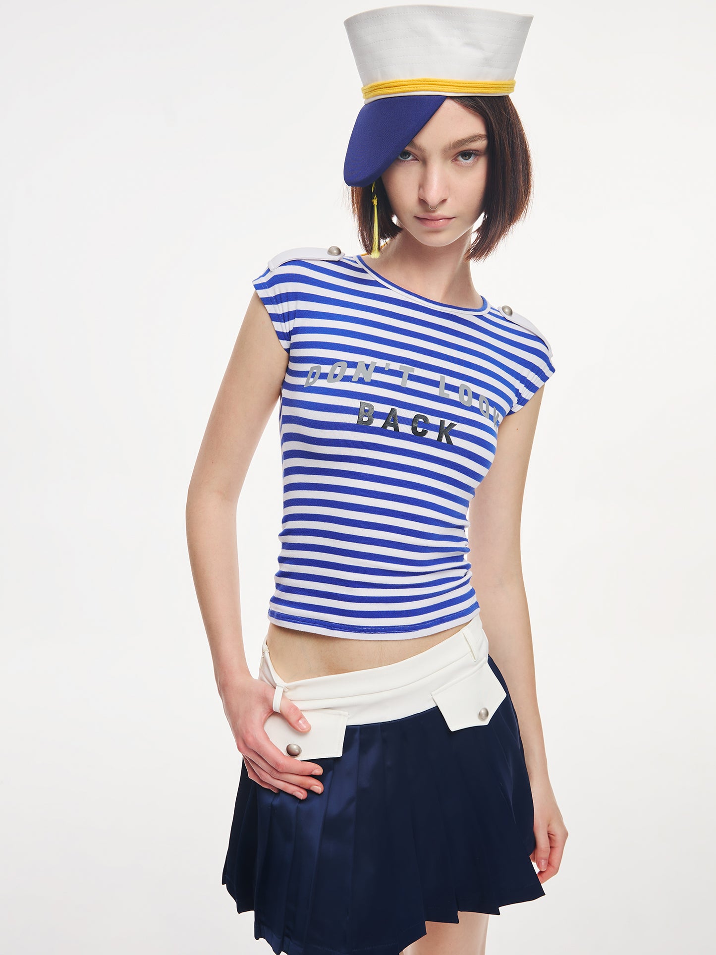 Navy Blue Striped Top