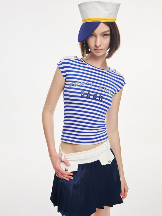 Navy Blue Striped Top