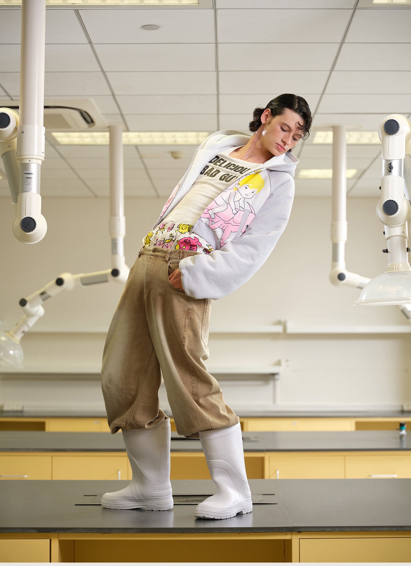 Gray Sherpa-Lined Hoodie