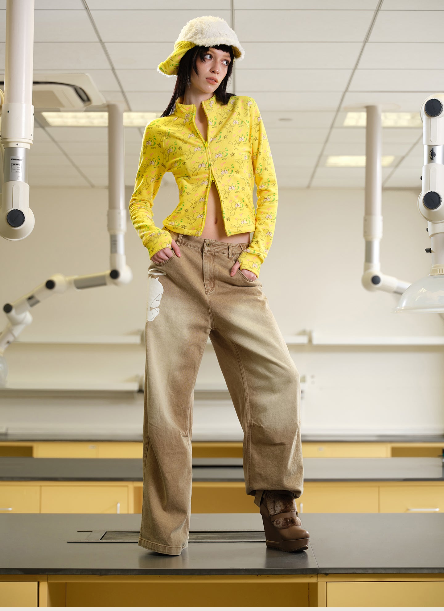 Yellow Fleece Zip-Up