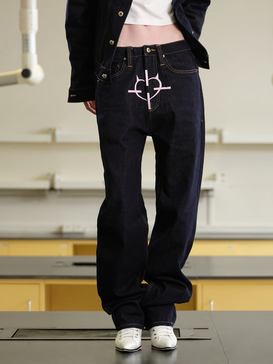 ‘Demon Target’Print Jeans