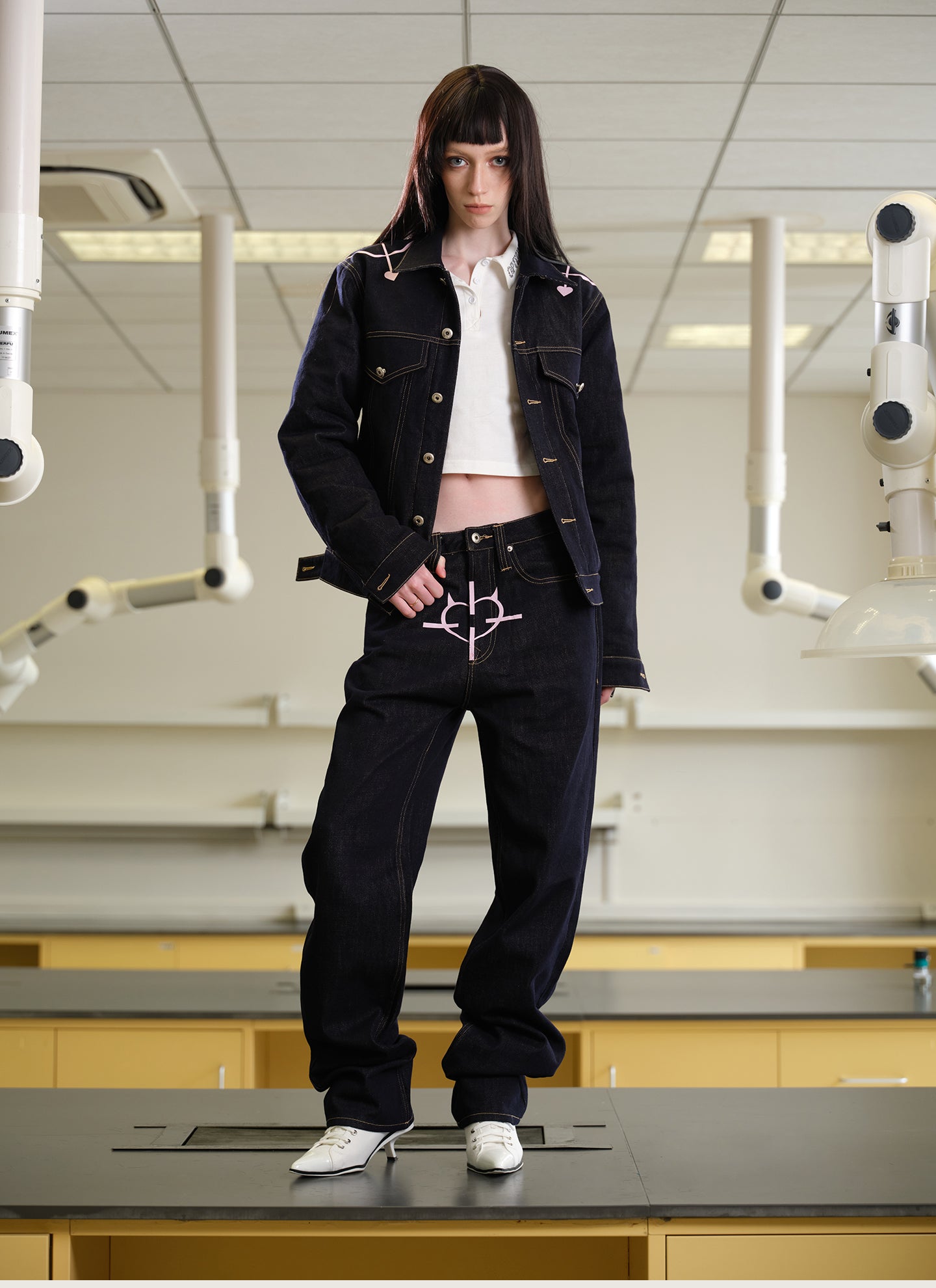 ‘Demon Target’Print Jeans