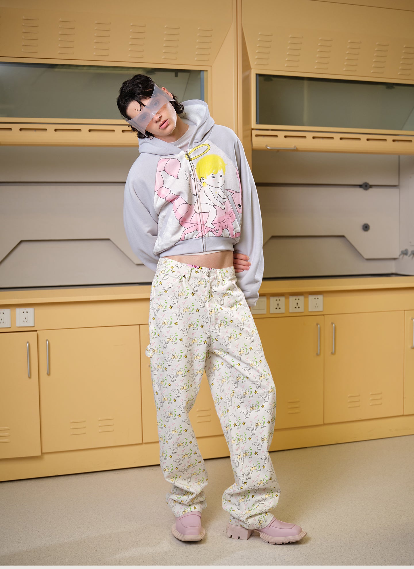 White Printing Jeans