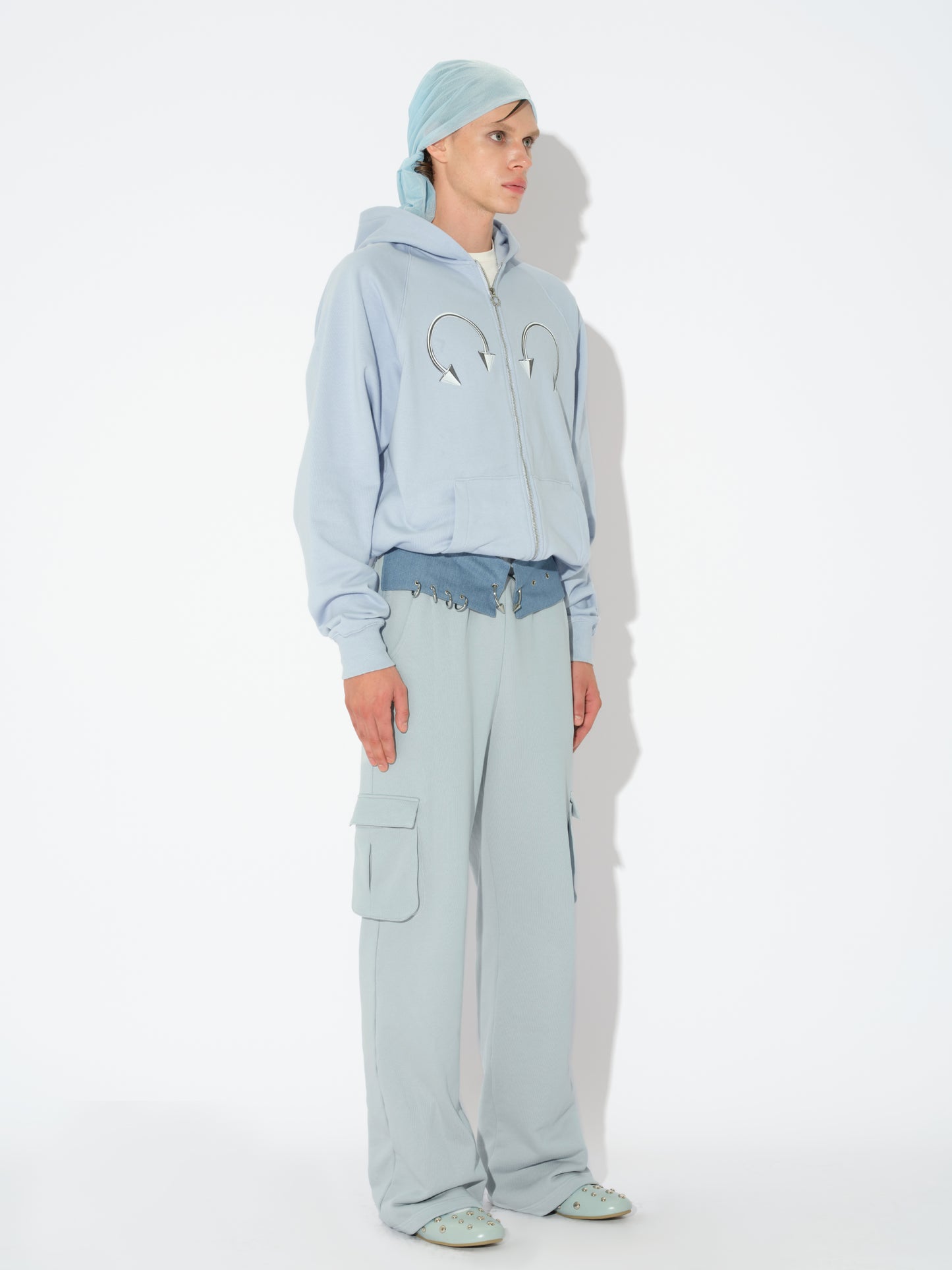 Blue Loose Zip Hoodie