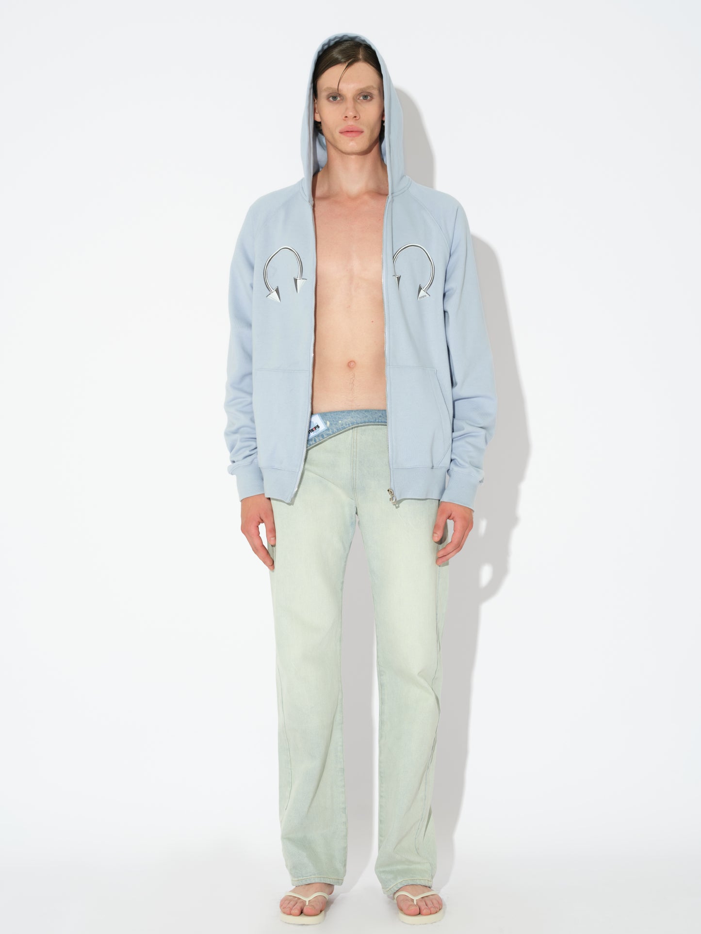 Blue Loose Zip Hoodie